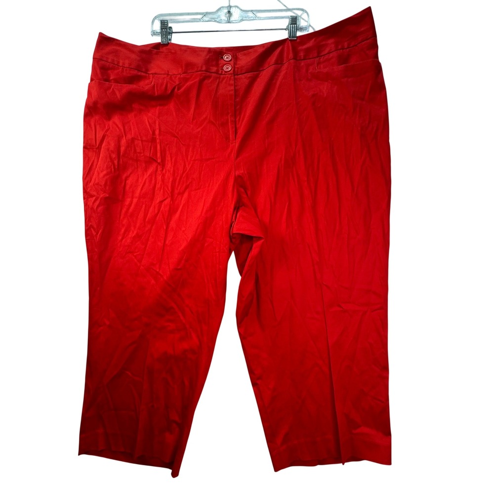 Lane Bryant Capri Pants Women 26 Red Stretch Cotton Blend Casual Classic